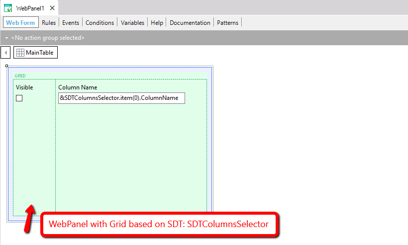 Create Instance from variables defined on the Web Form - SDT 01